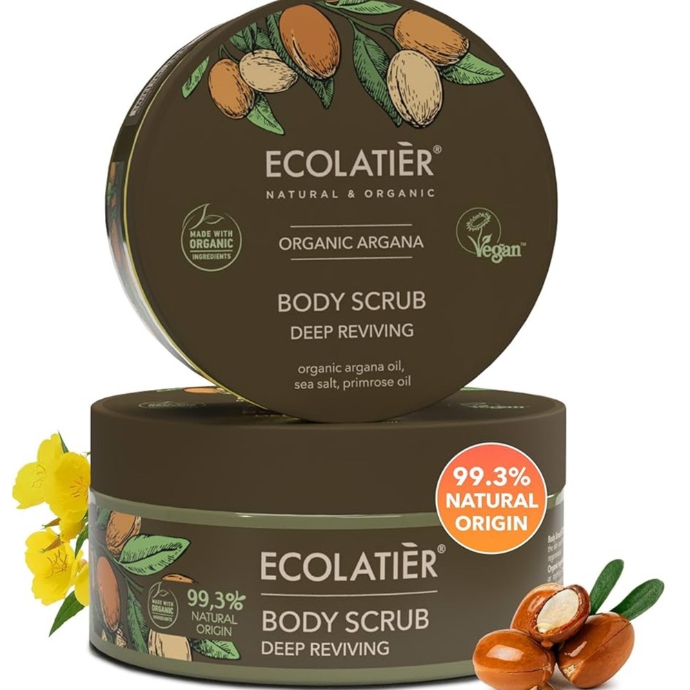 ECOLATIER Body Scrub Argan Oil Deep Reviving Salt Exfoliating Gentle Hydrating